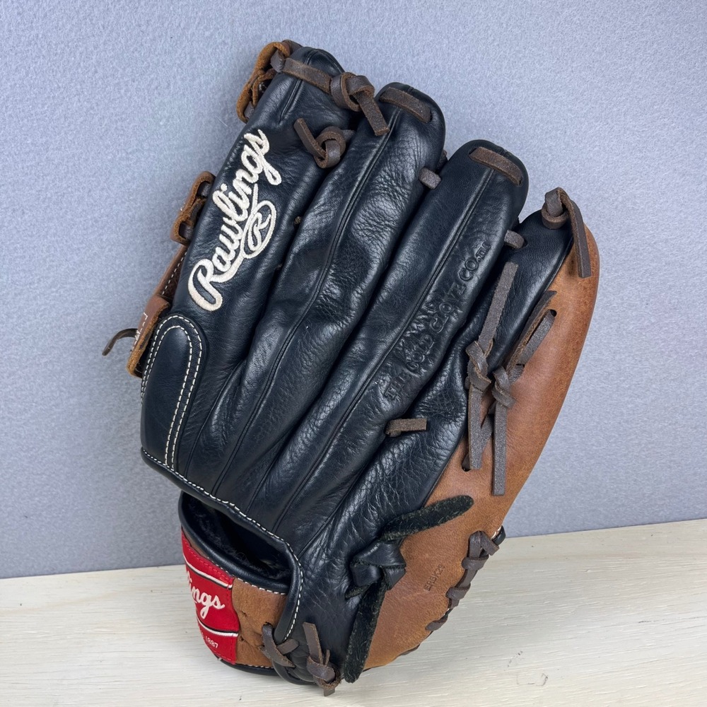 Rawlings D1275BDB All Leather Shell 12.75 Inch Baseball Glove Black Brown RHT